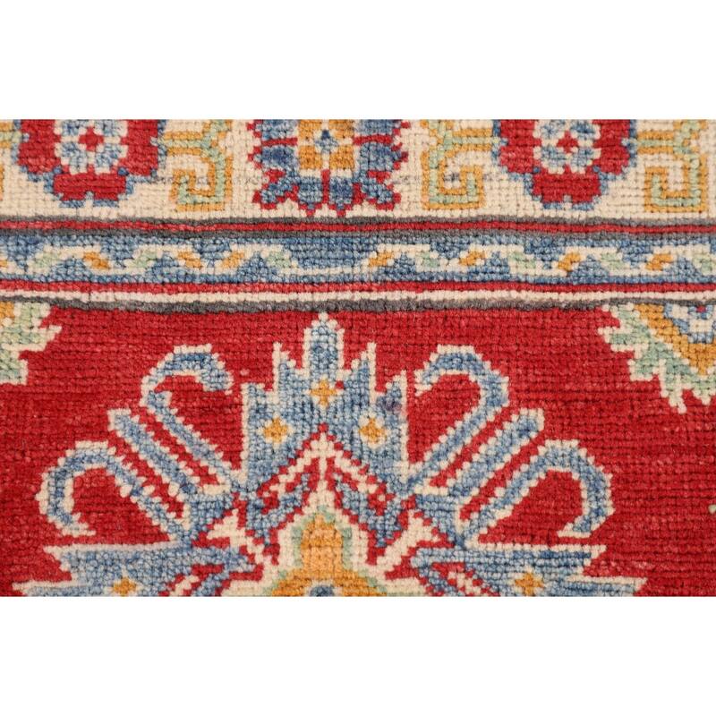 Red Traditional Kazak Foyer Rug Hand-Knotted Wool Carpet - 2'9" x 4'1"