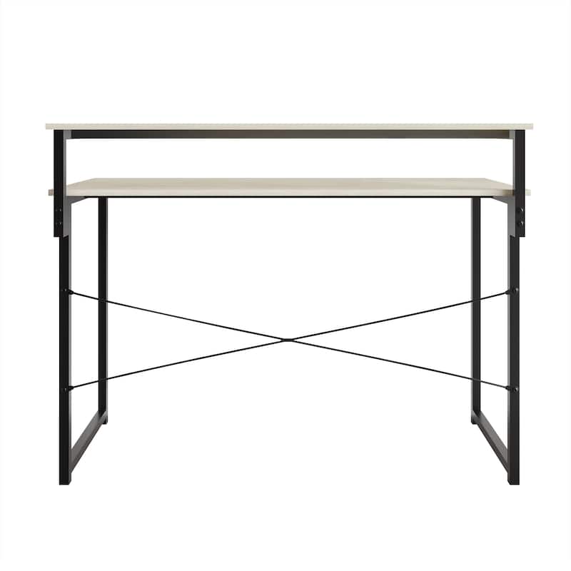 CraftPorch Minimalist 47-Inch Metal Computer Desk With Shelf - Light Grey