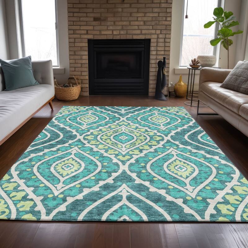 Machine Washable Indoor/ Outdoor Chantille Ttransitional Medallion Rug