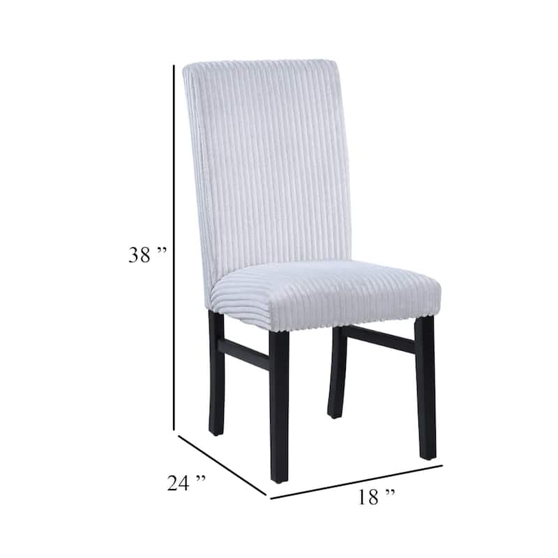 Ticy Dining Chair Set of 2, Light Gray Padded Seat, Black Wood Legs