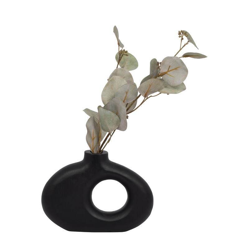 Mango Wood Modern Vase with Round Cutout Silhouette Minimalist Design