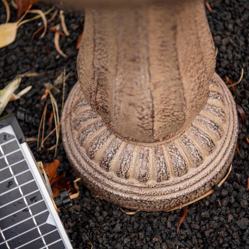 XBrand 39" 2-Tier Solar Water Fountain – Sandstone Resin, Auto Pump, Classic Design
