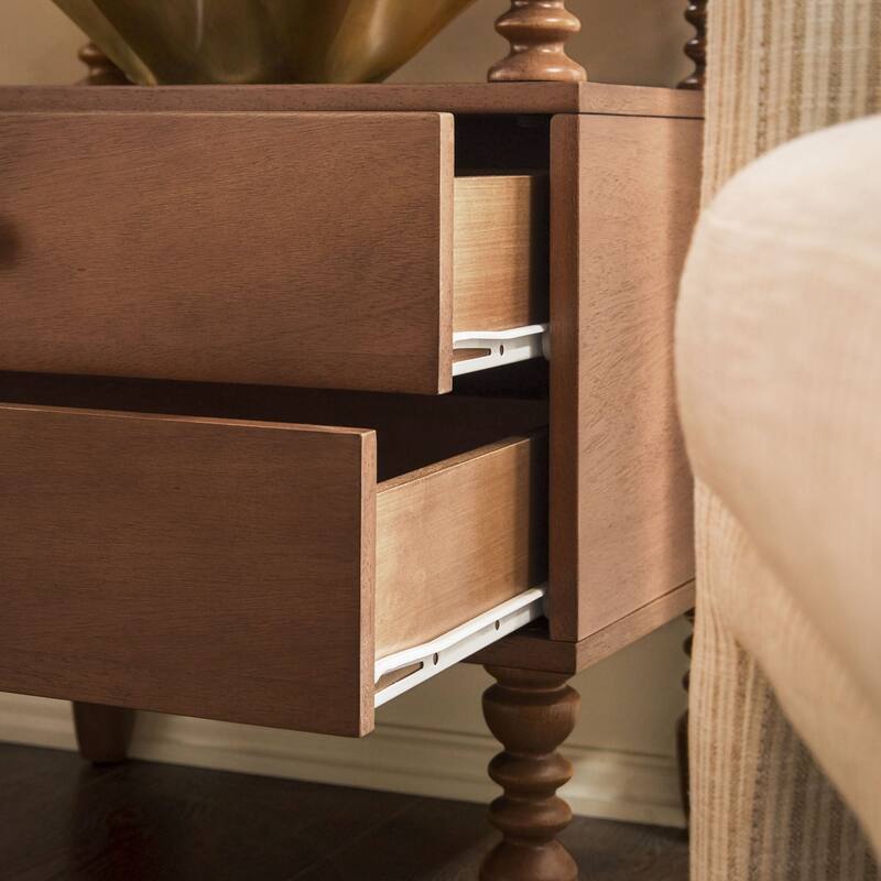 Walker Edison Easy Assembly Solid Wood 2-Drawer Nightstand