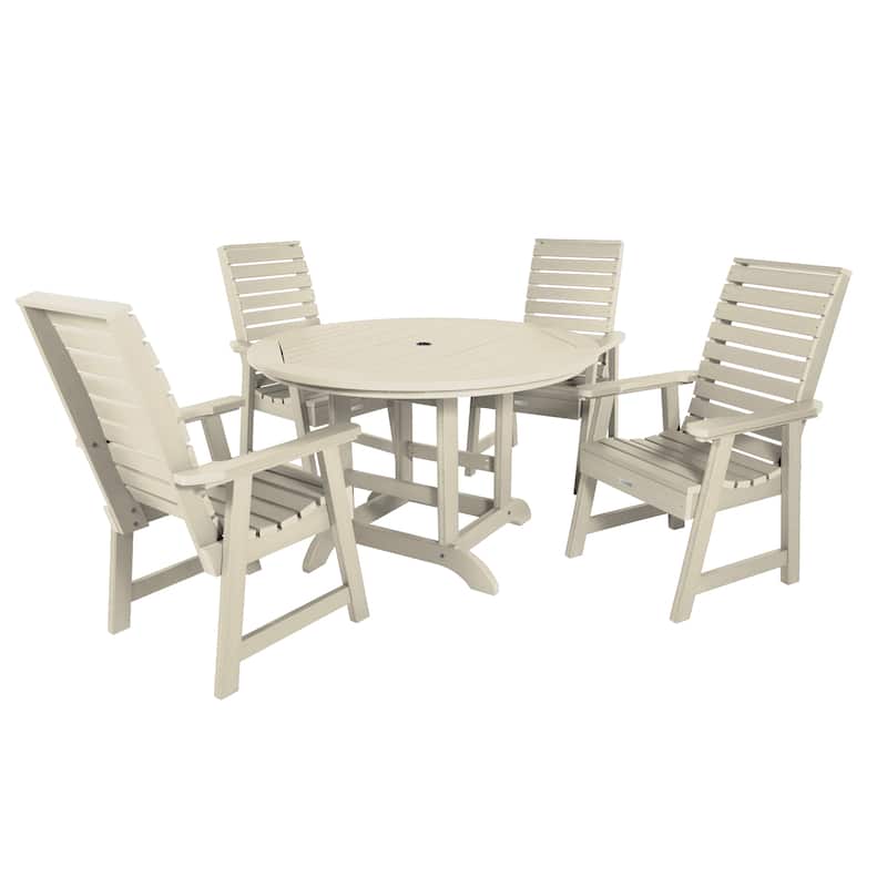 Weatherly 5-piece Outdoor Dining Set - 48" Round Table, Dining-height - Whitewash