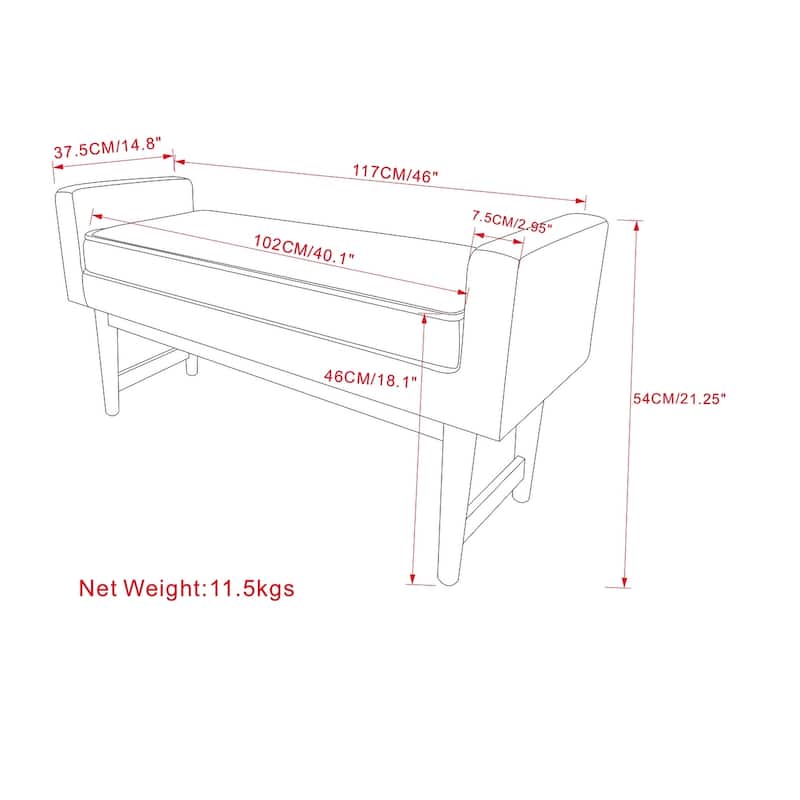 WYNDENHALL Highbridge 46 inch Wide Contemporary Rectangle Ottoman Bench