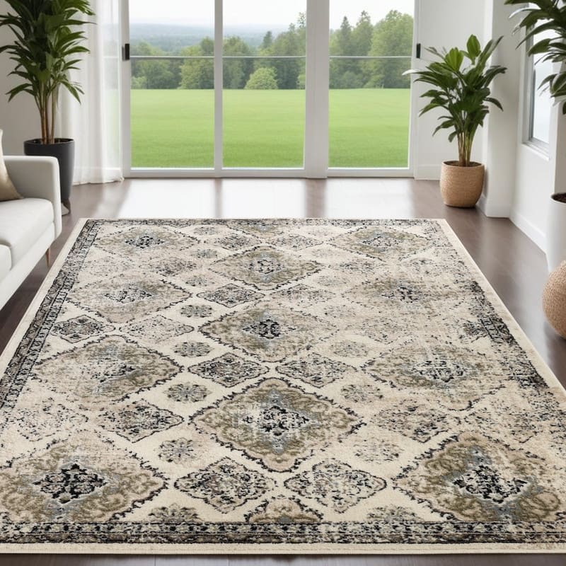Superior Mayfair Distressed Damask Traditional Indoor Area Rug