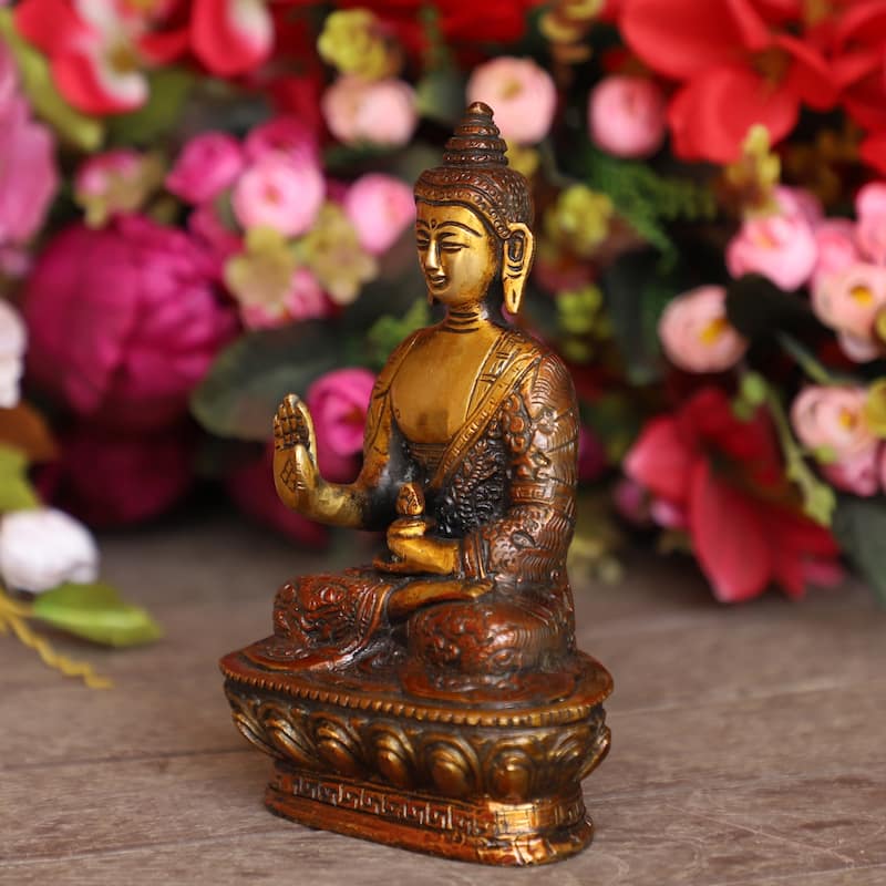 Cottage Handicraft ,Buddha with Free Elephant Gift - 12 cm x 7 cm x 17 cm