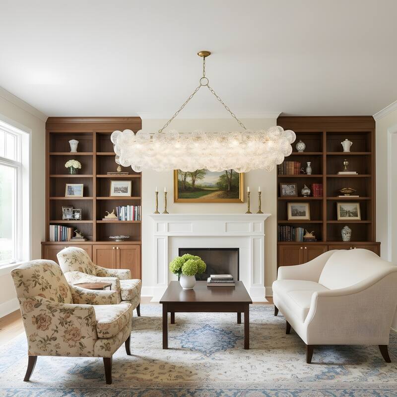 Gold Bubble Ball Chandelier, LED Pendant Light with Glass Globes