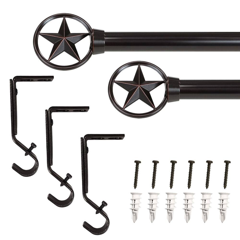 Lumi 3/4" Single Curtain Rod Set Oil-Rubbed Bronze- Star finials