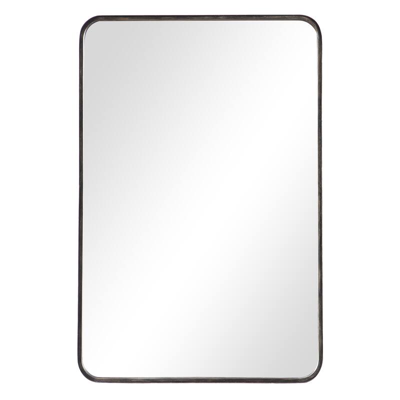Copper Grove Dark Bronze Rectangular Wall Mirror with Rounded Corners