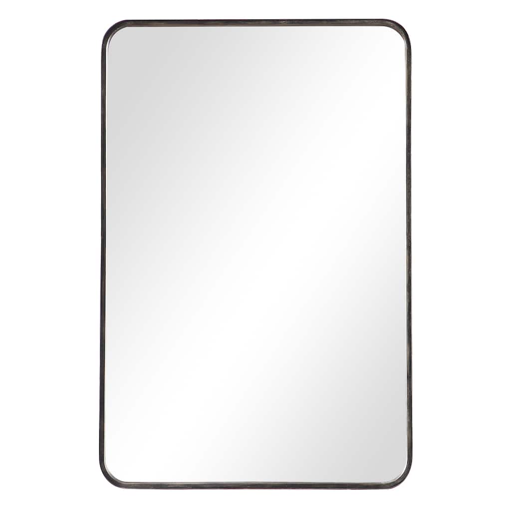 Copper Grove Dark Bronze Rectangular Wall Mirror with Rounded Corners