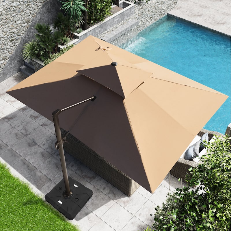 Crestlive Outdoor 13 x 10ft 360-degree Rotation Patio Cantilever Umbrella with Base