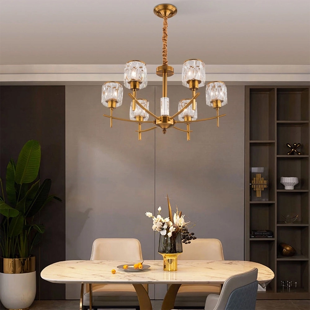 Modern Crystal Chandeliers 6-Light Pendant LED Ceiling Lamp - 24