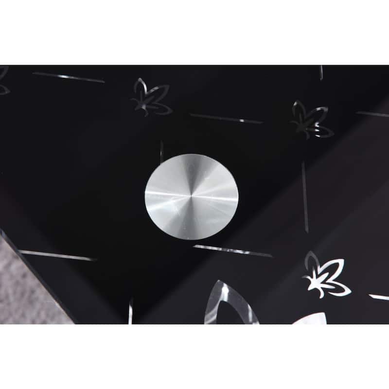39.25" Black and Silver Tempered Glass Coffee Table