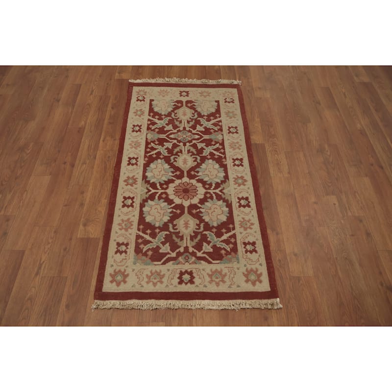 Hand Knotted Oriental 100% Wool Carpet Traditional All-Over Oranges & Rust Ziegler Area Rug - 3' 11'' X 2' 0''