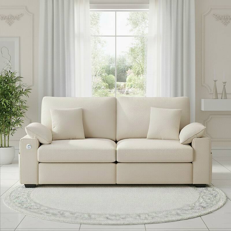 Modern Loveseat Sofa with USB Charging & Removable Covers