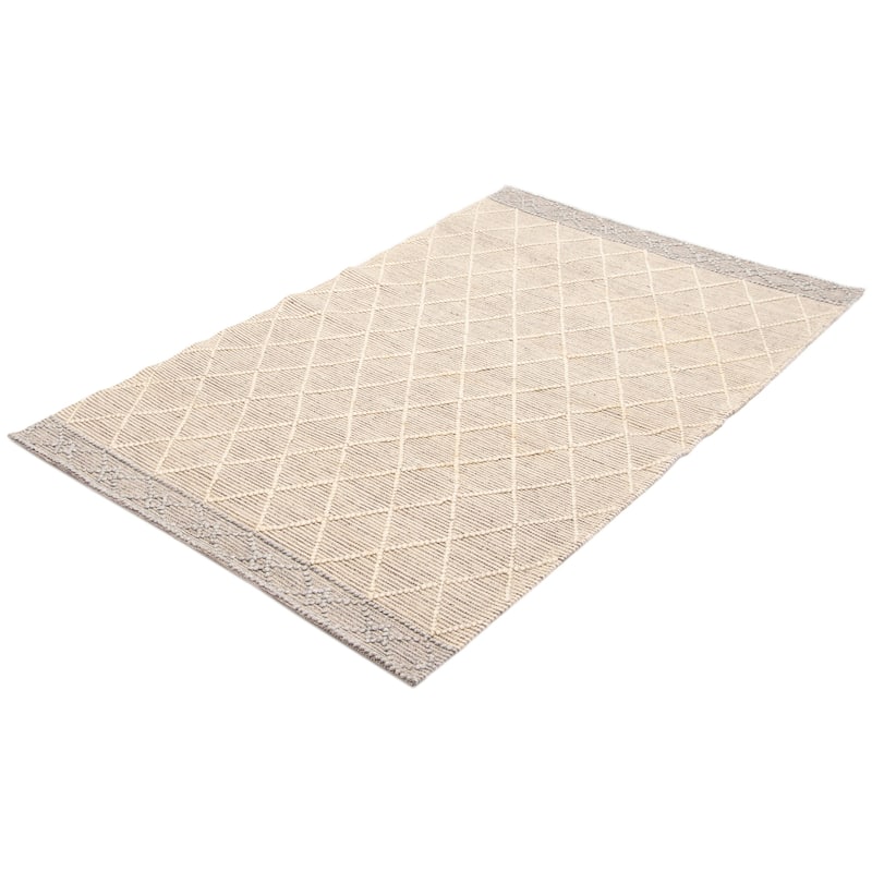 ECARPETGALLERY Braid weave Sienna Cream Wool Rug - 5'0 x 8'0