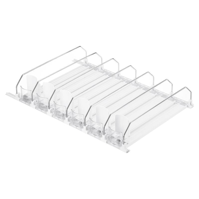6pcs Self-Pushing Soda Can Dispenser Drink Organizer for Fridge Pantry, White