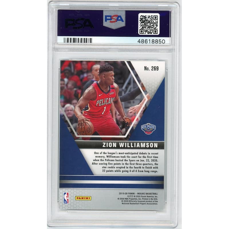 Zion Williamson 2019 Panini Mosaic Basketball Rookie Card RC #269 Graded PSA 10 - 8'6" x 11'6"