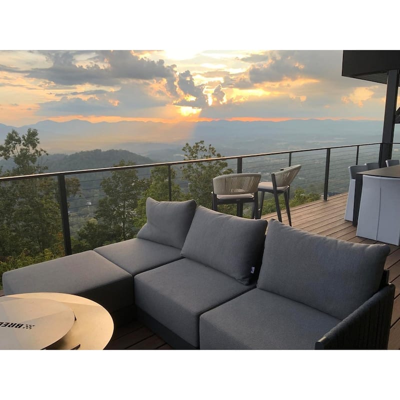 PURPLE LEAF Santorini 4-10 Piece Grey Patio Sectional Sofa Set with Ottoman Cushions Poolside Garden Outdoor Conversation Sets