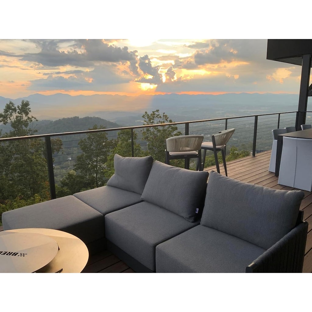 PURPLE LEAF Santorini 4-10 Piece Grey Patio Sectional Sofa Set with Ottoman Cushions Poolside Garden Outdoor Conversation Sets