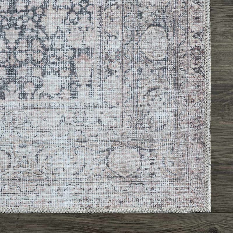 Hauteloom Hedda Living Room, Bedroom Machine Washable Area Rug - Light Gray, Ink, Gray - 2' x 2'11"