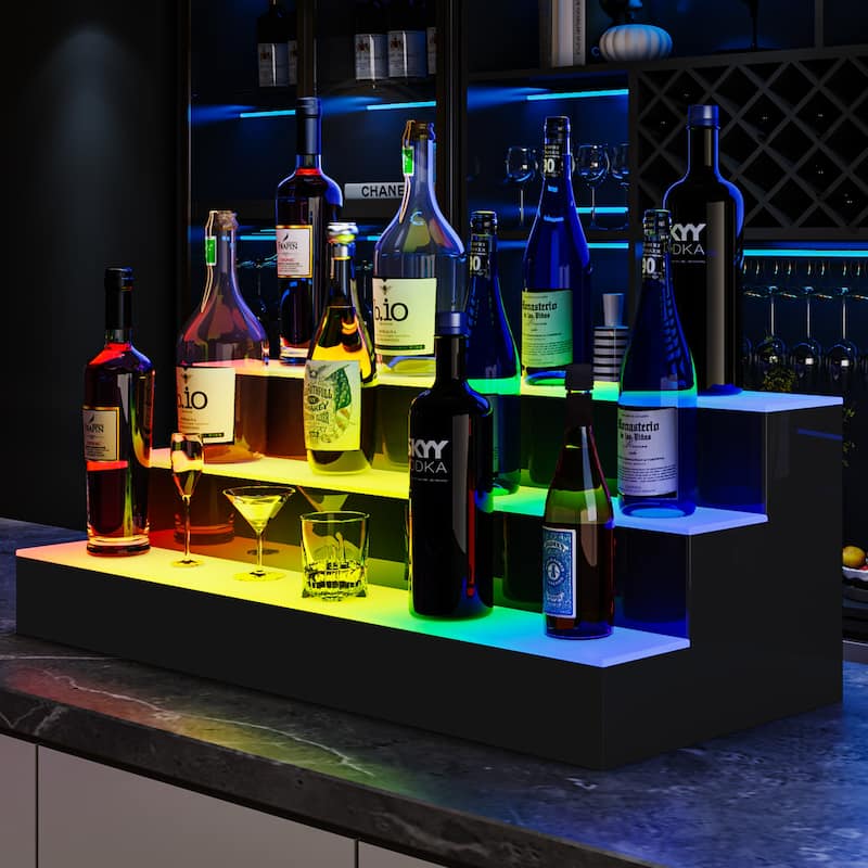 Moasis Lighted Liquor Bottle Display Shelf Wine Bottle Rack