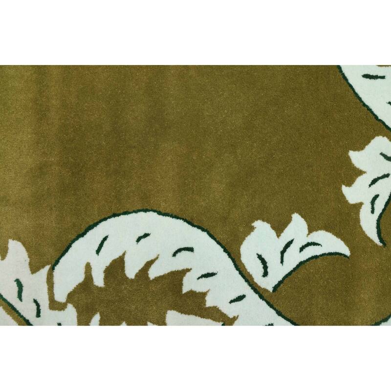 ECARPETGALLERY Hand Tufted Timeless Olive Wool Rug - 9'1 x 12'0