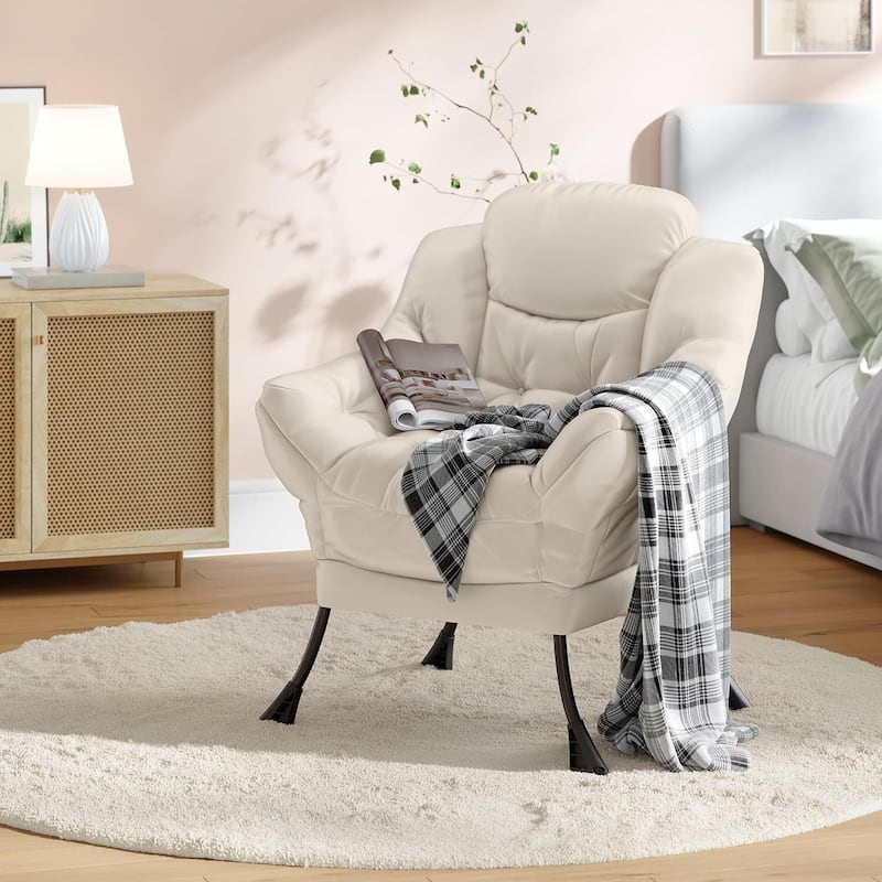 Upholstered Accent Lounge Sofa Armchair for Living Room, Bedroom, Dorm, or Office - Beige