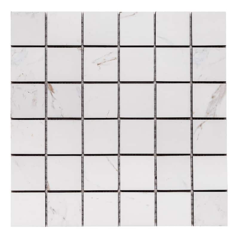 Huntington 2x2 White Matte Porcelain Grid Mosaic Tile - Floor, Wall, Backsplash - 1 Sheet (1 Sq. ft.) - White