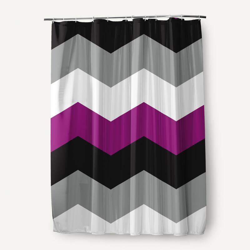 Inclusive Pride Flag Durable Poly Shower Curtain - Asexual Chevron