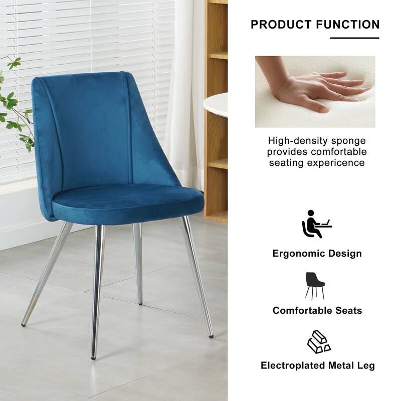 Set of 4 Modern Simple Velvet Dining Chair with Metal Legs