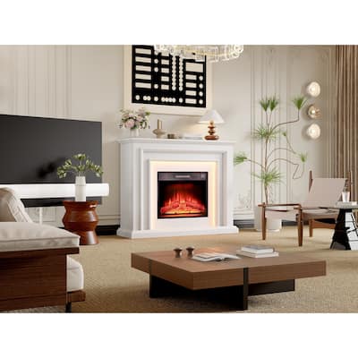 44 inch Electric Fireplace with Mantel and LED Light for Living Room