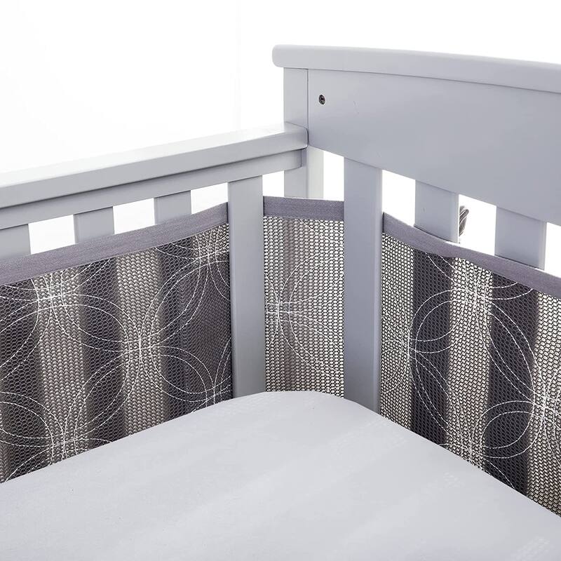BreathableBaby Breathable Mesh Liner for Full-Size Cribs, Deluxe 4mm Mesh (Size 4FS Covers 3 or 4 Sides) - Gray Links