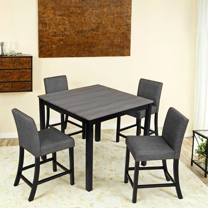 5-Piece Wooden Counter Height Table Set with 4 Chairs for Kitchen, Dining Room