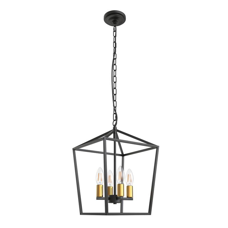 4-Light Farmhouse Birdcage Chandelier in Black Gold Finish