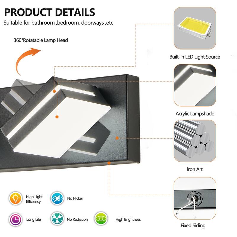 Modern LED Vanity Light, 6-Lights Wall Sconce for Bathroom and Mirror, Sleek Minimalist Design, Energy-Efficient