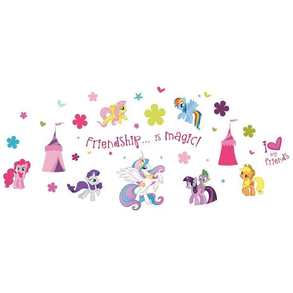 RoomMates 5 in. x 11.5 in. 18-Piece My Little Pony The Movie Peel And Stick Wall Decals with Glitter RMK3551SCS - The Home Depot