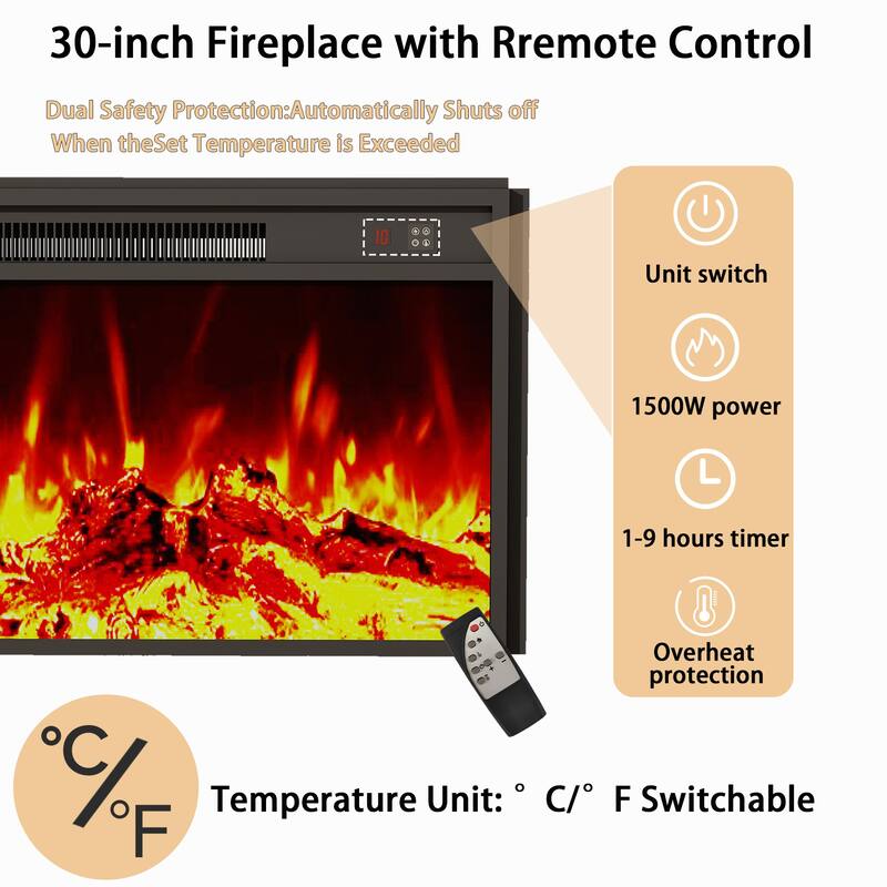 67" Entrainment CentersTV Stand with Fireplace for TVs up to 75"