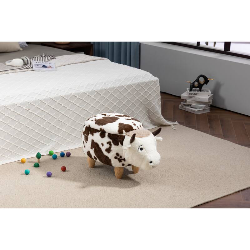 Kids Fun Happy Cow Animal Storage Ottoman Stool