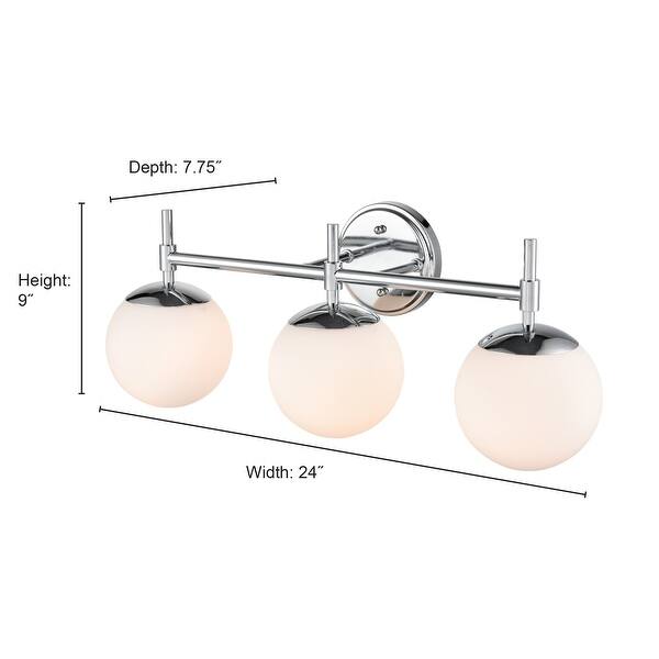 3 Light Bathroom Vanity Light in Multiple Finishes with Opal Glass Shades