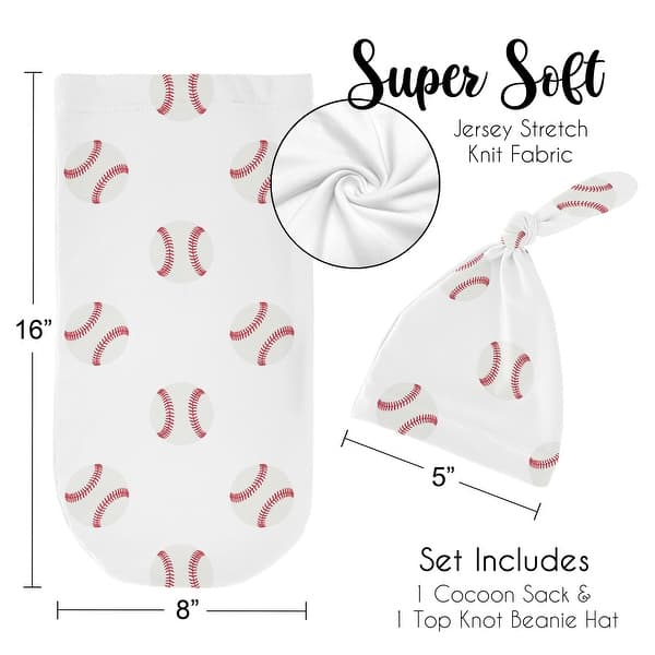 Baseball Collection Boy Baby Cocoon and Beanie Hat Sleep Sack - 2pc Set - Red and White Americana Sports