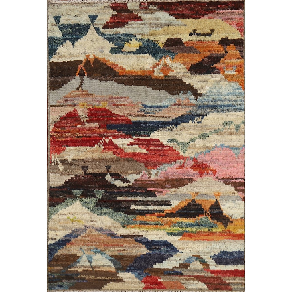 Moroccan Oriental Rug Hand-Knotted Tribal Wool Carpet - 4'1" x 6'0"