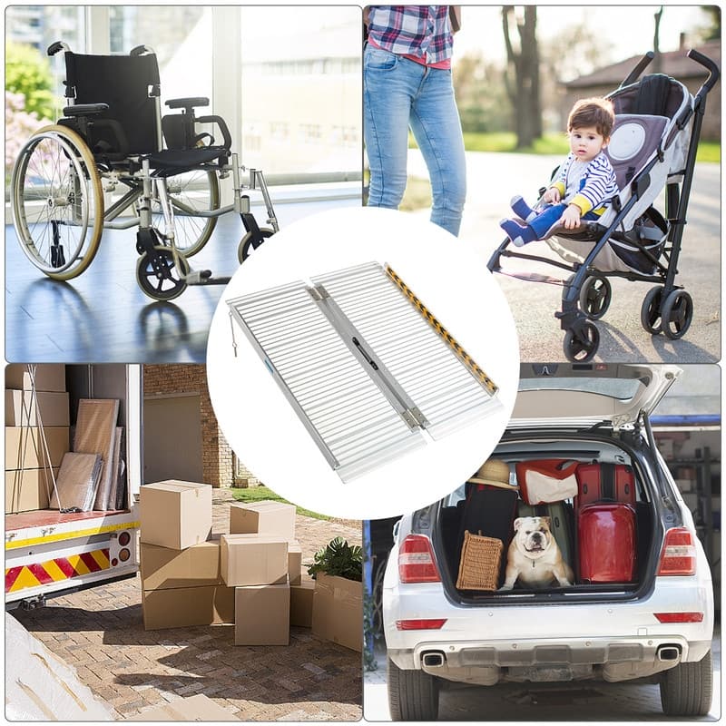 3ft Aluminum Fold Portable Wheelchair Ramp Mobility Handicap Suitcase Threshold