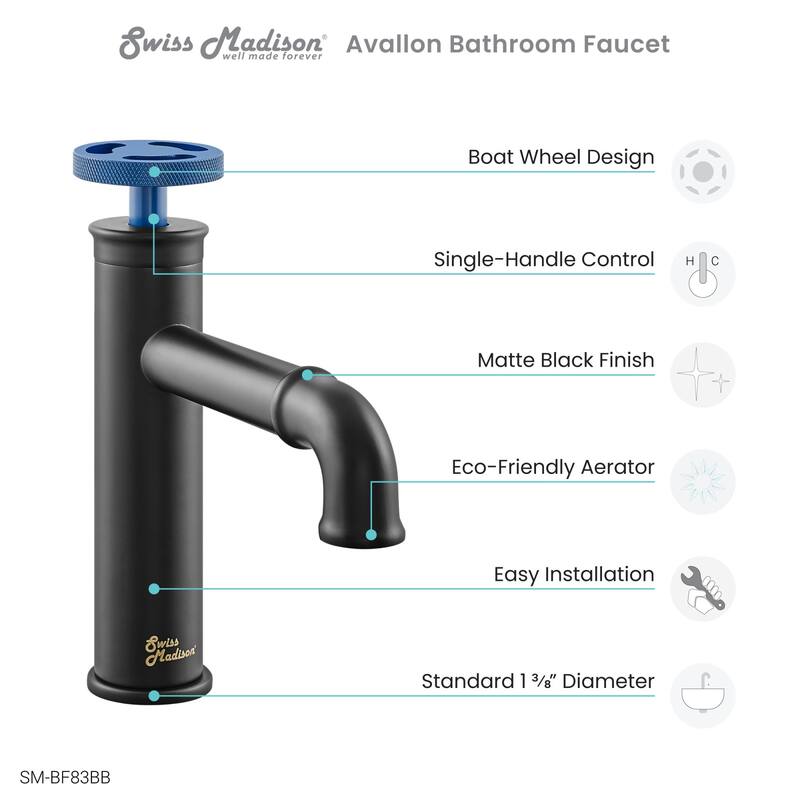 Swiss Madison SM-BF83 Avallon 1.2 GPM Single Hole Bathroom Faucet