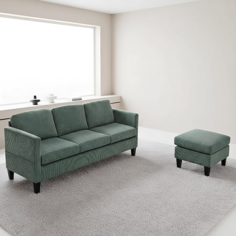 4 Seat Velvet L-Shaped Sofa with Chaise and Padded Corduroy Multi-functional Modern Sectional Couch - 88.18 in.L x 31.5 in.H