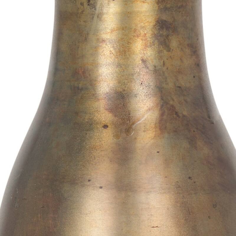 17" Antiqued Gold Metal Table Vase - 6.69
