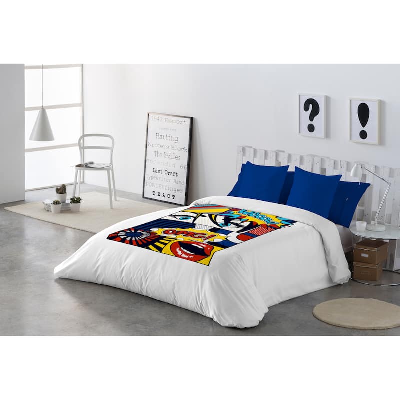 Gouchee Home Comics 3pc Duvet Cover Set - Blue - Queen