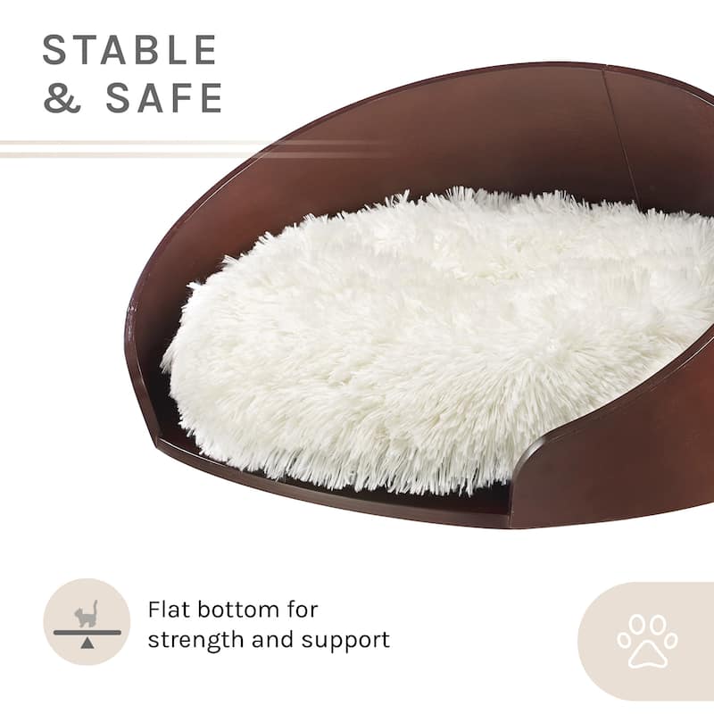 Sam's Pets Kuai Cat Bed Bent Wood Faux Fur Small Dark Brown