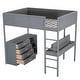 preview thumbnail 46 of 84, Modern Teddy Fleece Loft Bed with Storage Shelf, Drawers & Desk, Multi-Functional Wood Loft Bed Frame w/Soft Padding